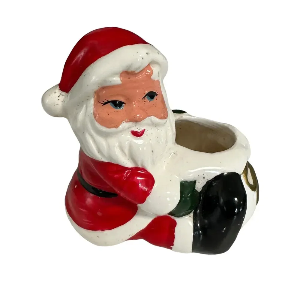Vintage Santa Candle Holder Planter Etc Size Small Christmas